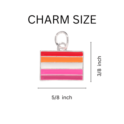 Lesbian Sunset Flag Charm Silver Rope Bracelets, Lesbian Jewelry Wholesale 