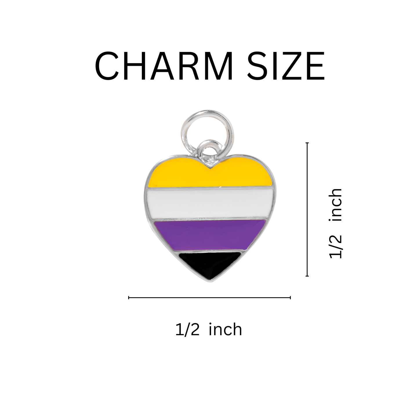 Nonbinary Flag Heart Charm Silver Necklaces Wholesale Packs