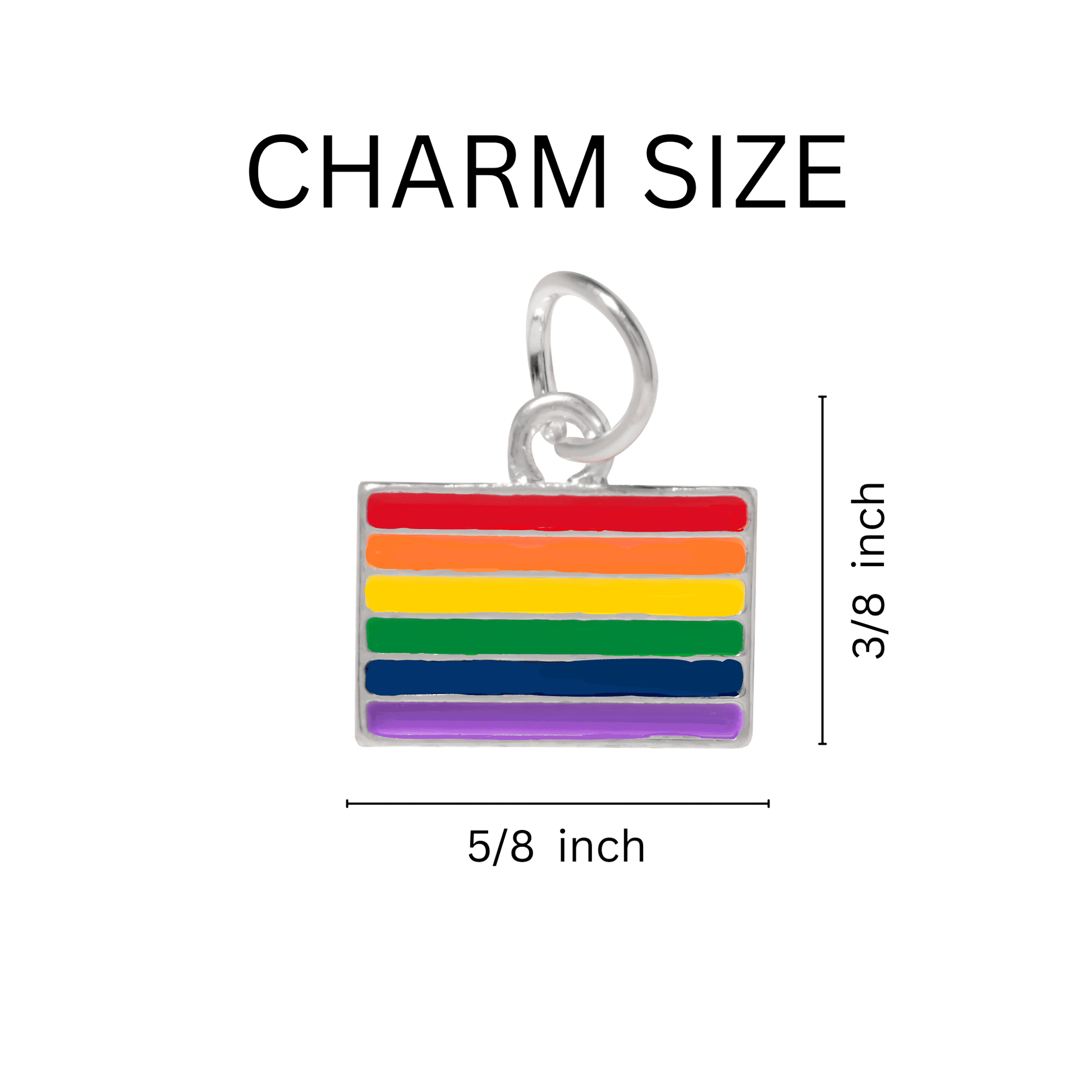 Rainbow Rectangle Shaped LGBTQ Pride Flag Charm Bracelets, Awareness