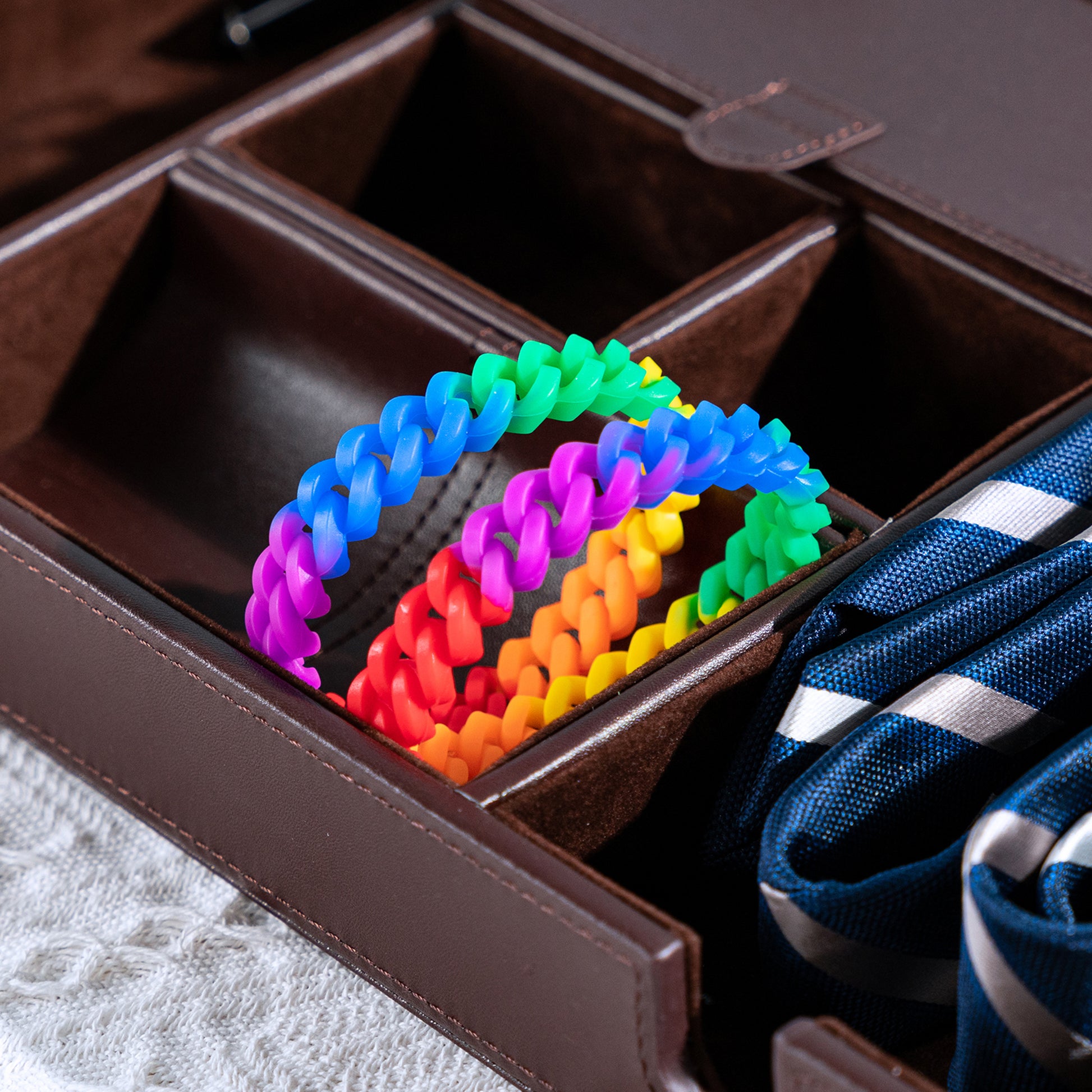 Rainbow Chain Link Silicone Bracelets, Gay Pride Wristbands in Bulk