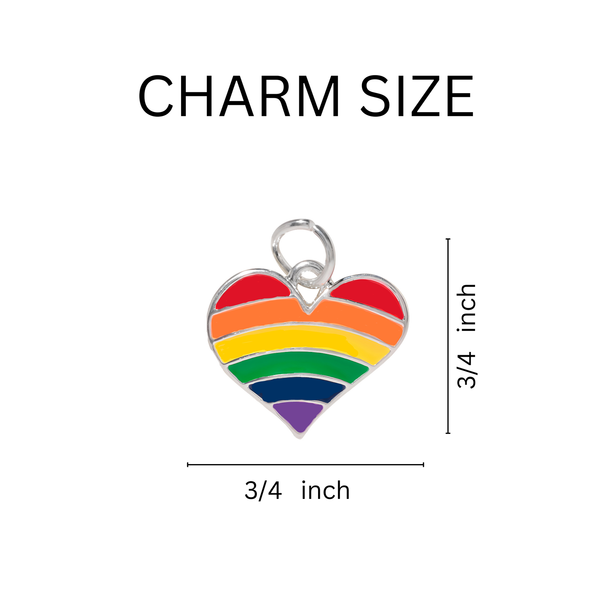 Bulk Rainbow Heart Hanging Charm, LGBTQ Gay Pride Awarenesss, LGBTQ Gay Pride Awareness