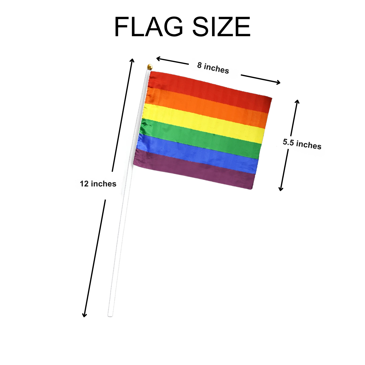 Small Rainbow Striped Flags on a Stick - We Are Pride Wholesale