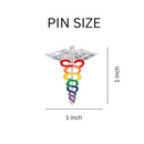 Bulk Rainbow Caduceus Pins - Gay Pride Medical Lapel Pins - Nursing Pins