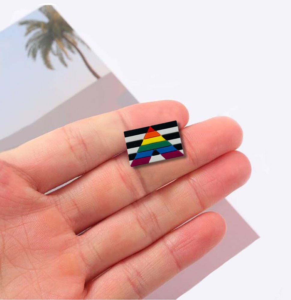 Inexpensive Straight Ally Flag Pins, Bulk LGBTQ Gay Pride Lapel Pins