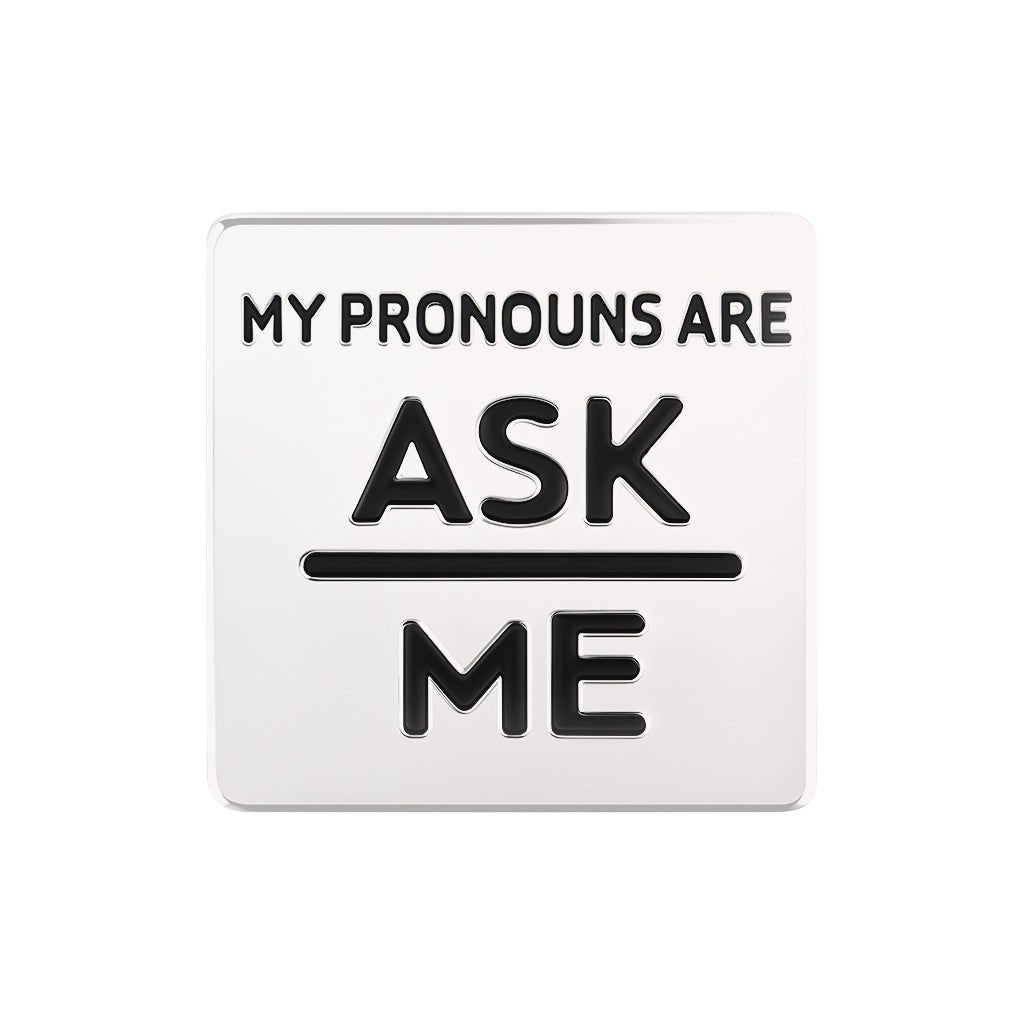 Ask Me My Pronoun Square Pins for Gay Pride, LGBTQ Gay Pride Jewelry