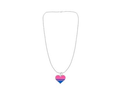 Wholesale Bisexual Heart Charm Necklaces, LGBTQ Gay Pride Awareness