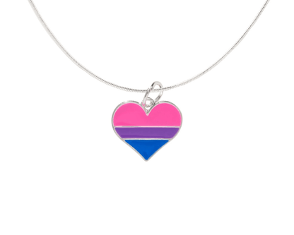 Wholesale Bisexual Heart Charm Necklaces, LGBTQ Gay Pride Awareness