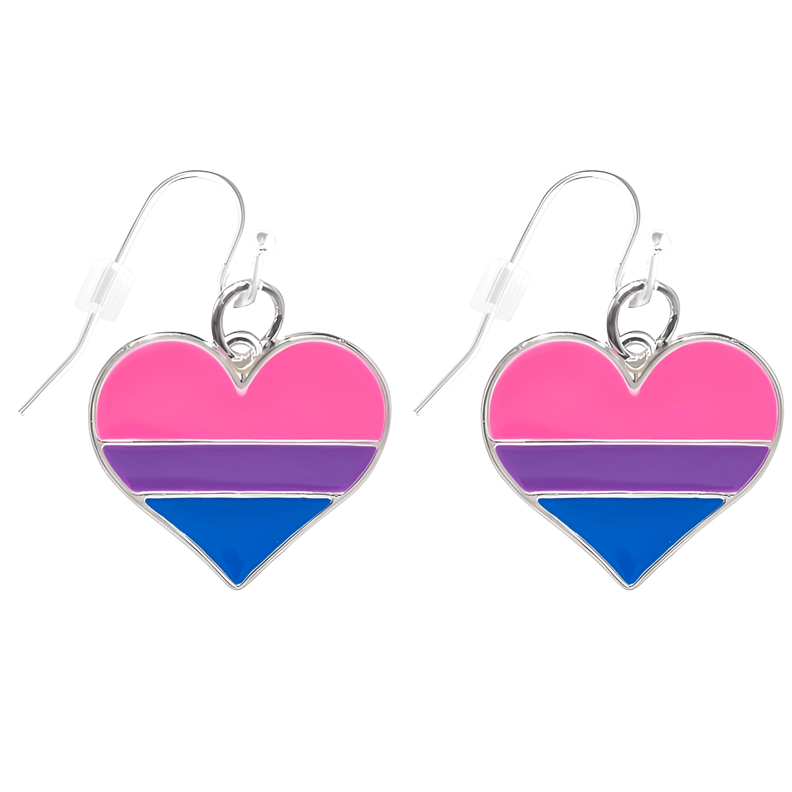 Wholesale Bisexual Heart Hanging Earrings, LGBTQ Gay Pride Awareness