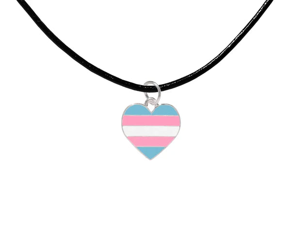 Black Cord Heart Transgender LGBTQ Necklaces - We Are Pride Wholesale