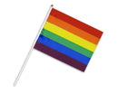 Colorful Large Rainbow Parade Flags on a Stick - Value Bulk Packs Available