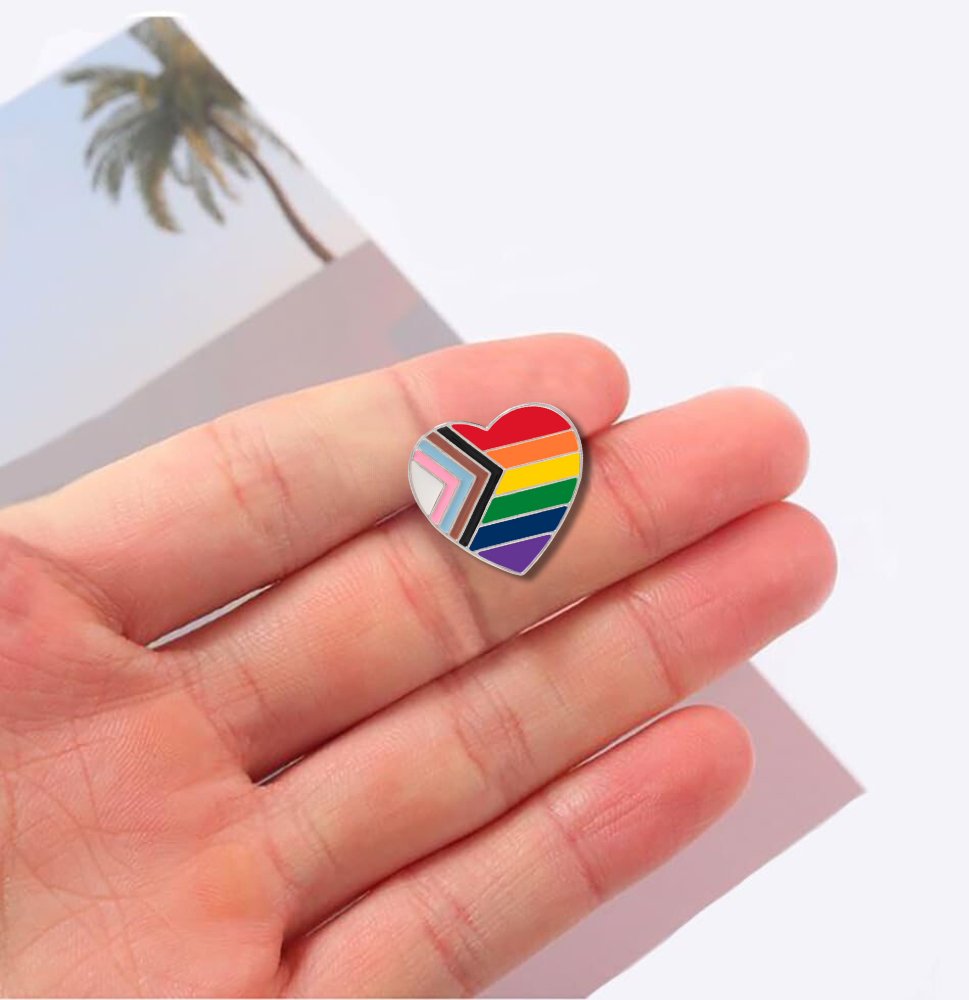 Daniel Quasar Heart Flag Pins, LGBTQ Gay Pride Awareness Pins