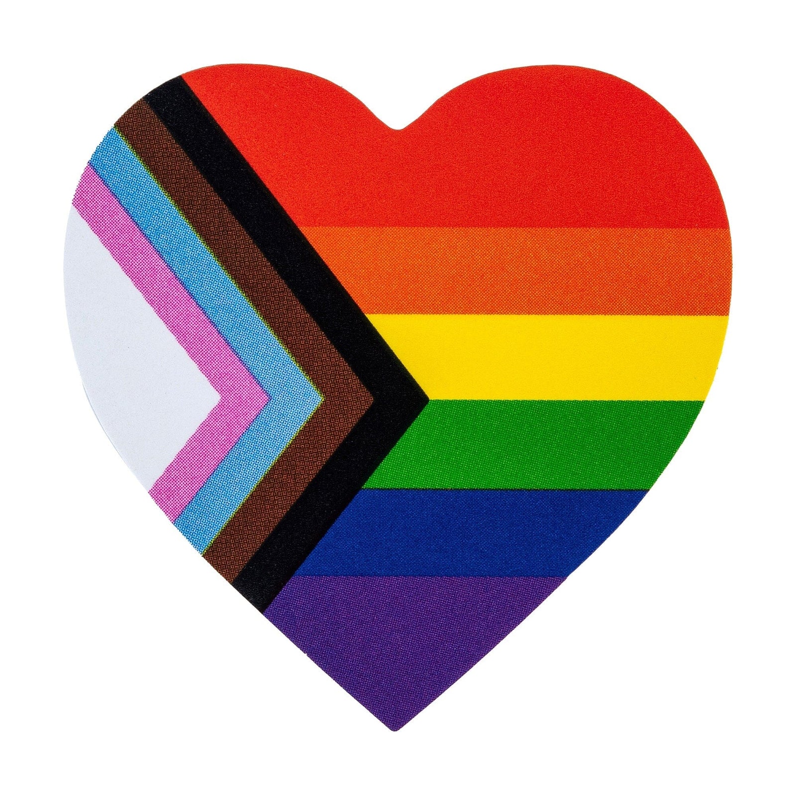 Daniel Quasar Flag Heart Sticker Roll, Progress Pride Heart Stickers