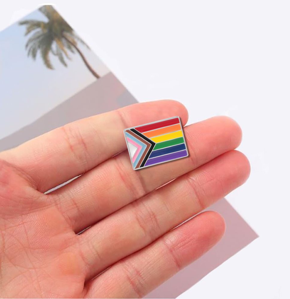 Daniel Quasar Rectangle Flag Pins, Bulk LGBTQ Gay Pride Flag Pins