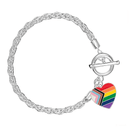 Daniel Quasar Heart Flag Charm Silver Rope Bracelets