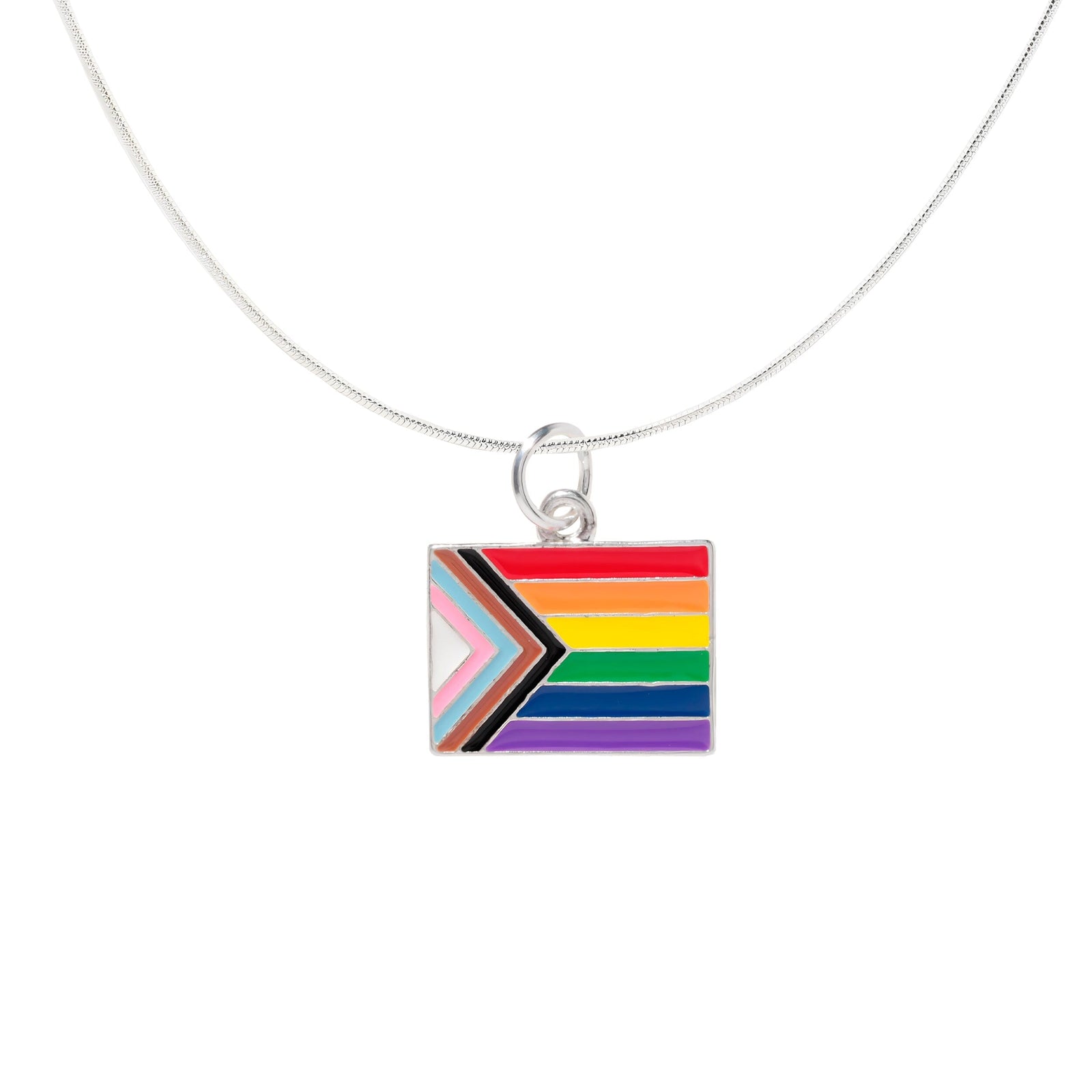 Bulk Daniel Quasar "Progress Pride" Flag Charm Necklaces, LGBTQ Jewelry