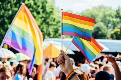 Small Rainbow Striped Flags on a Stick - We Are Pride Wholesale