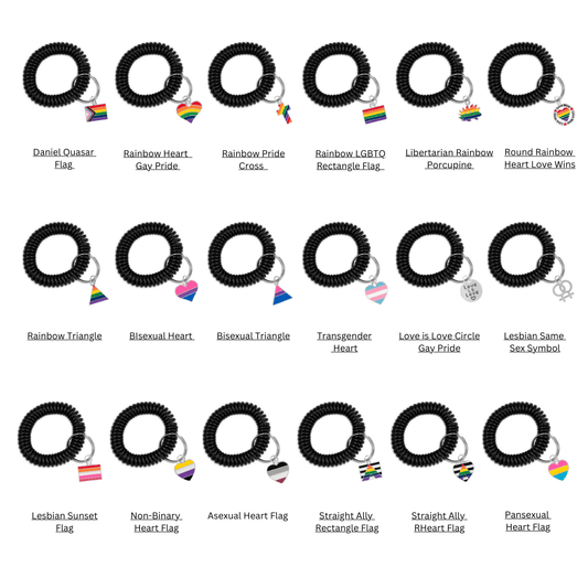 Gay Pride Elastic Keychain Bracelets for LGBTQ+, Rainbow, Bisexual, Transgender