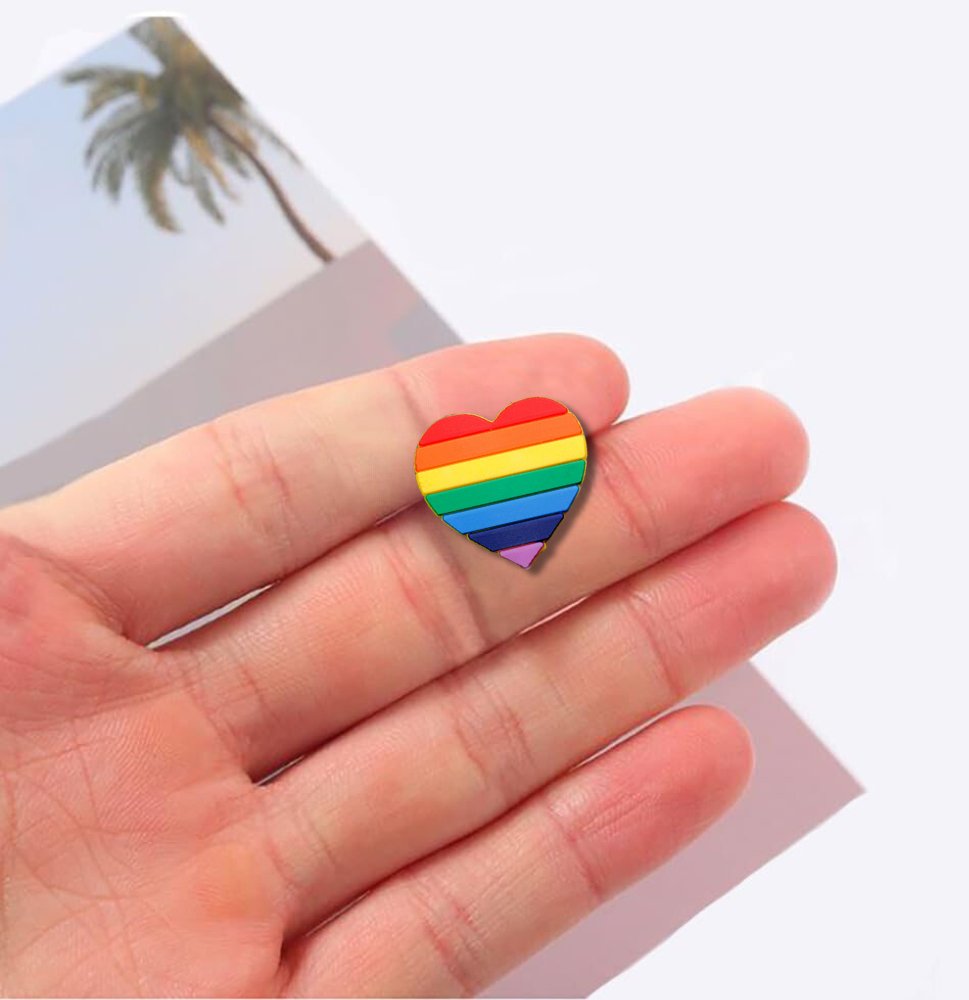 Bulk Rainbow Heart Silicone Pins, LGBTQ Gay Pride Awareness Lapel Pins