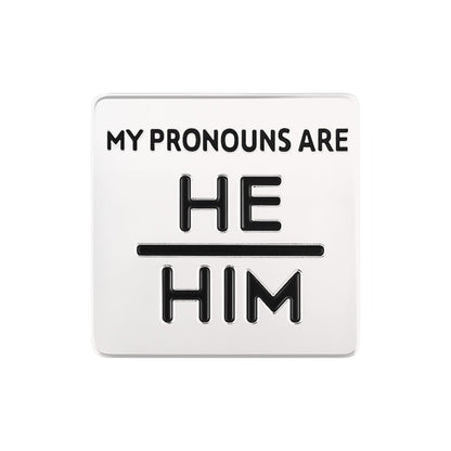 He/Him Square Pronoun Pins for Gay Pride, Wholesale Pronoun Jewelry