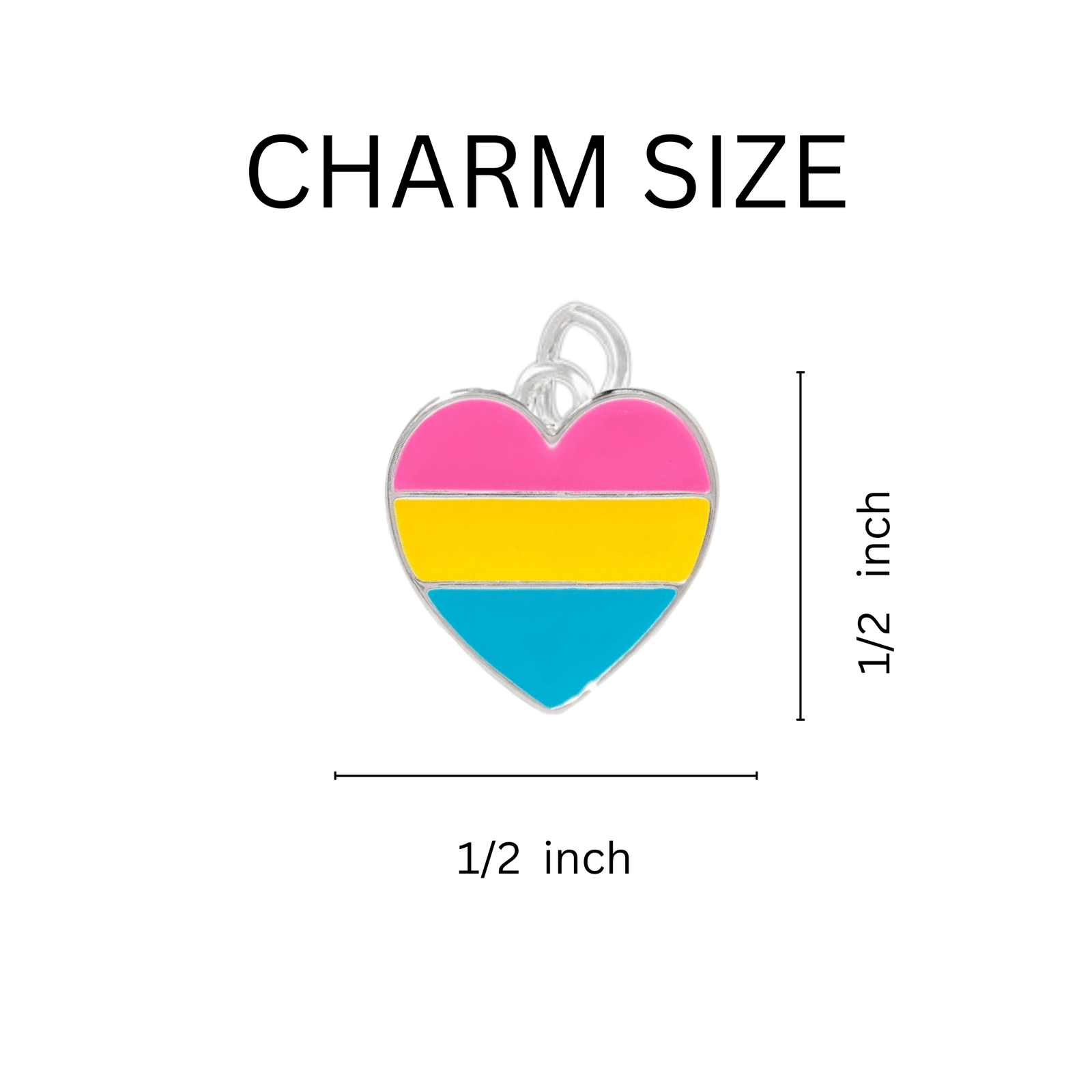 Heart Shaped Pansexual Pride Charms, LGBTQ Gay Pride Jewelry