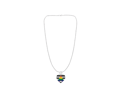 Heart Straight Ally LGBTQ Pride Necklaces, LGBTQ Gay Pride Awareness