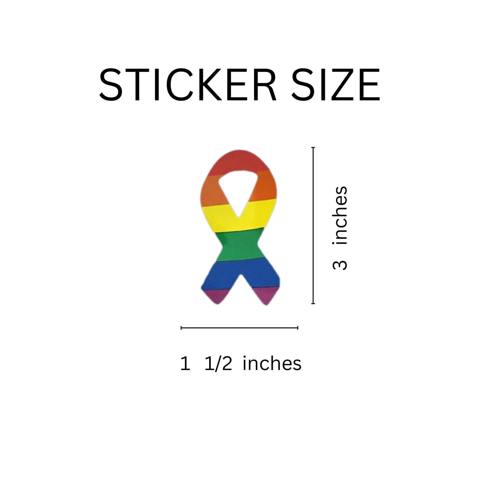 Large Rainbow Striped Ribbon Stickers (250 Per Roll) - We are Pride