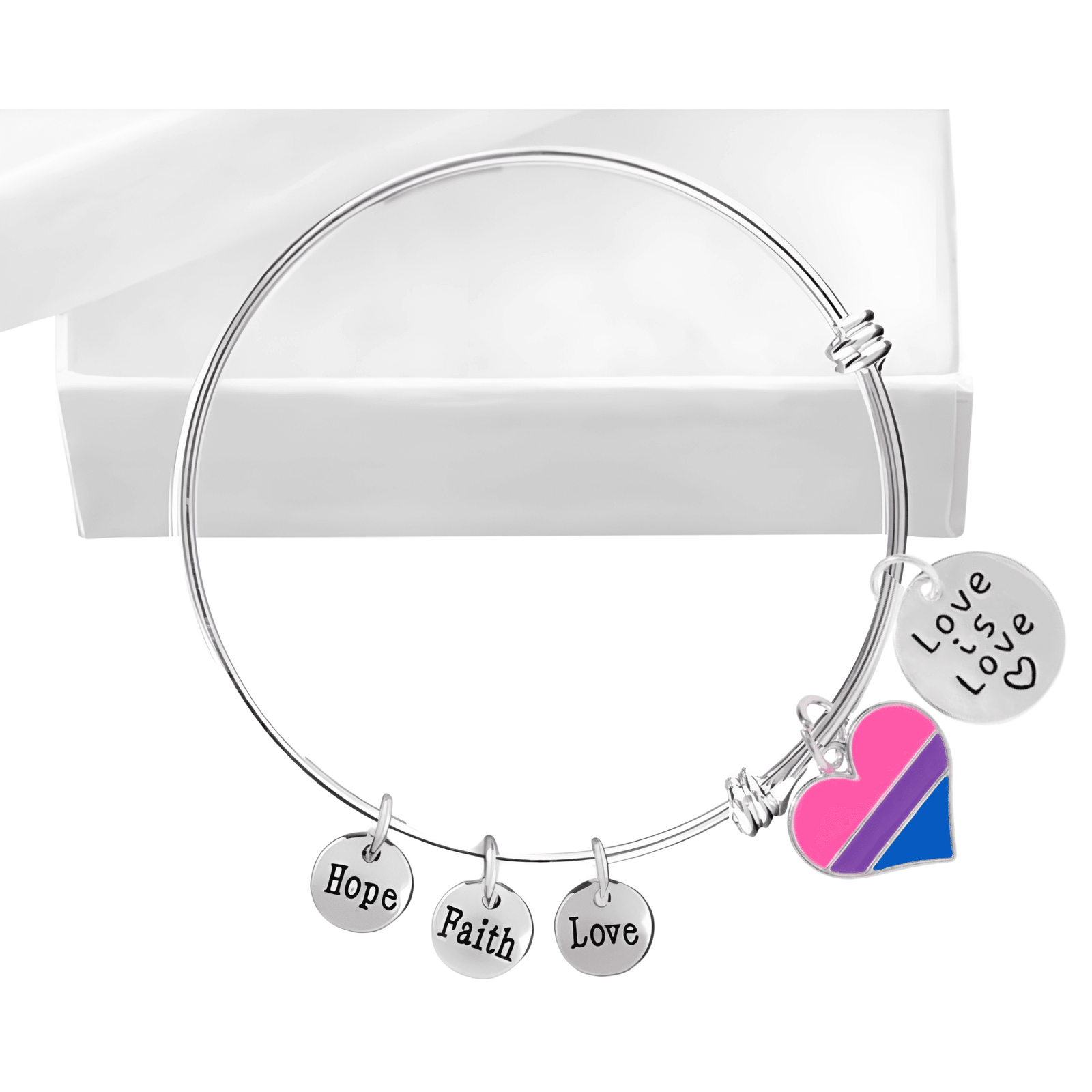 Love Is Love Bisexual Heart Retractable Charm Bracelets - Wholesale