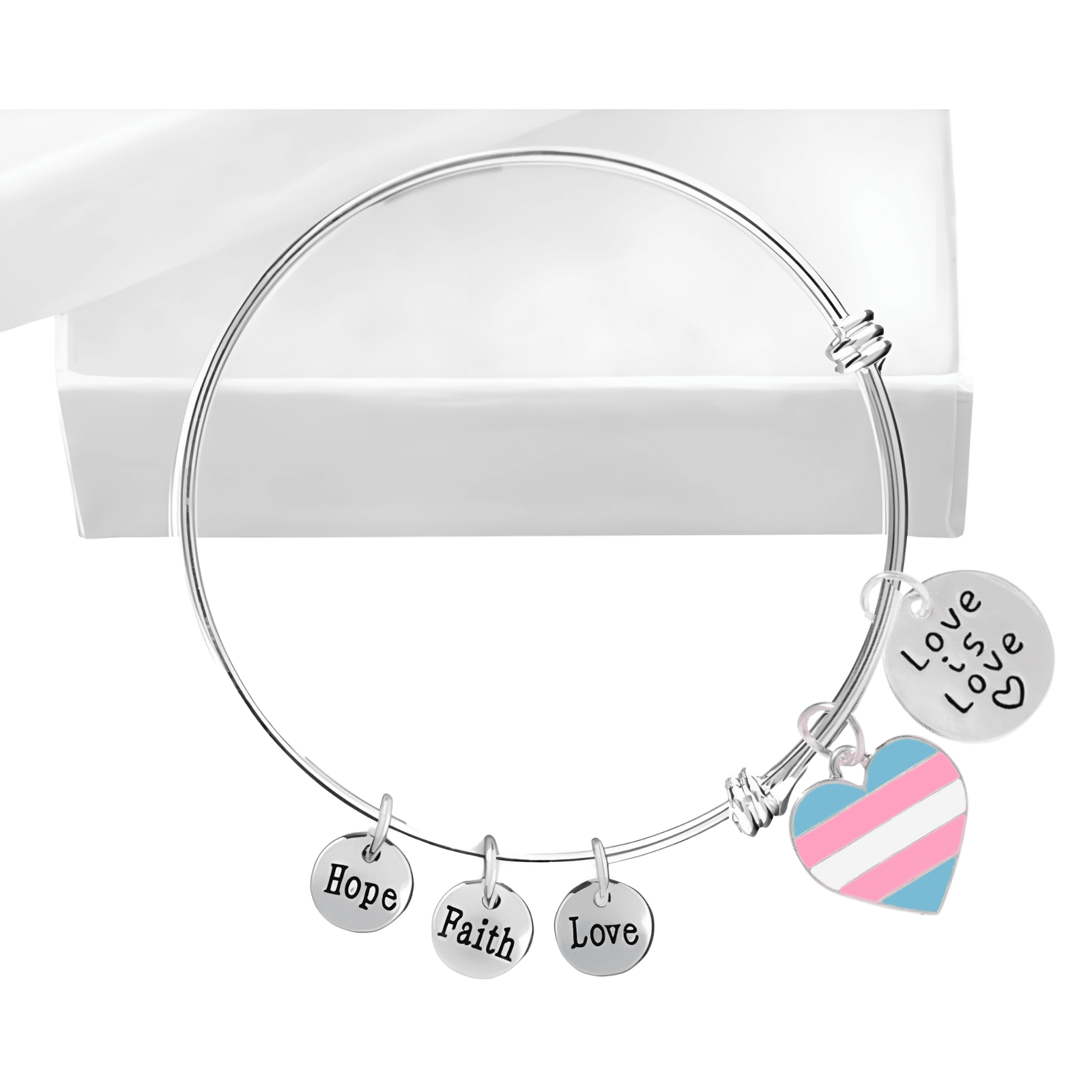 Love Is Love Transgender Heart Charm Bracelets - We Are Pride Wholesale