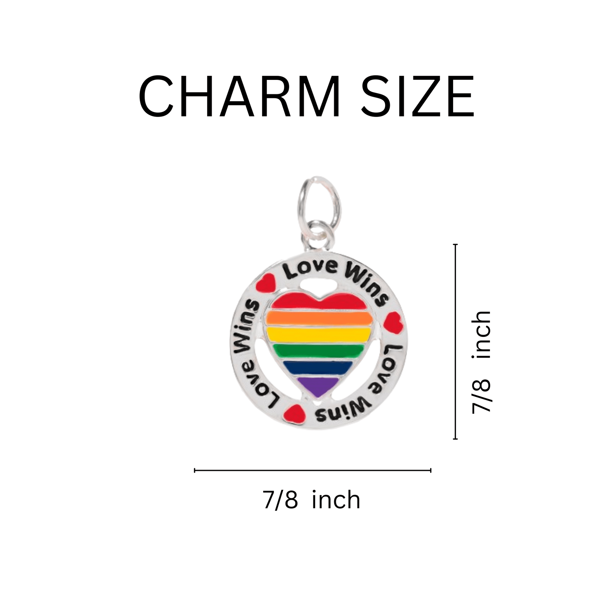 Love Wins Circle Rainbow Heart Charm Partial Beaded Bracelets