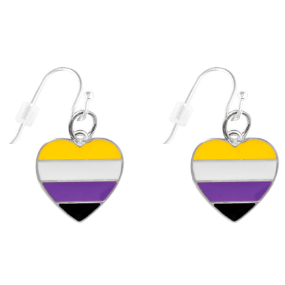 Nonbinary LGBTQ Heart Hanging Earrings Wholesale, LGBTQ Jewelry