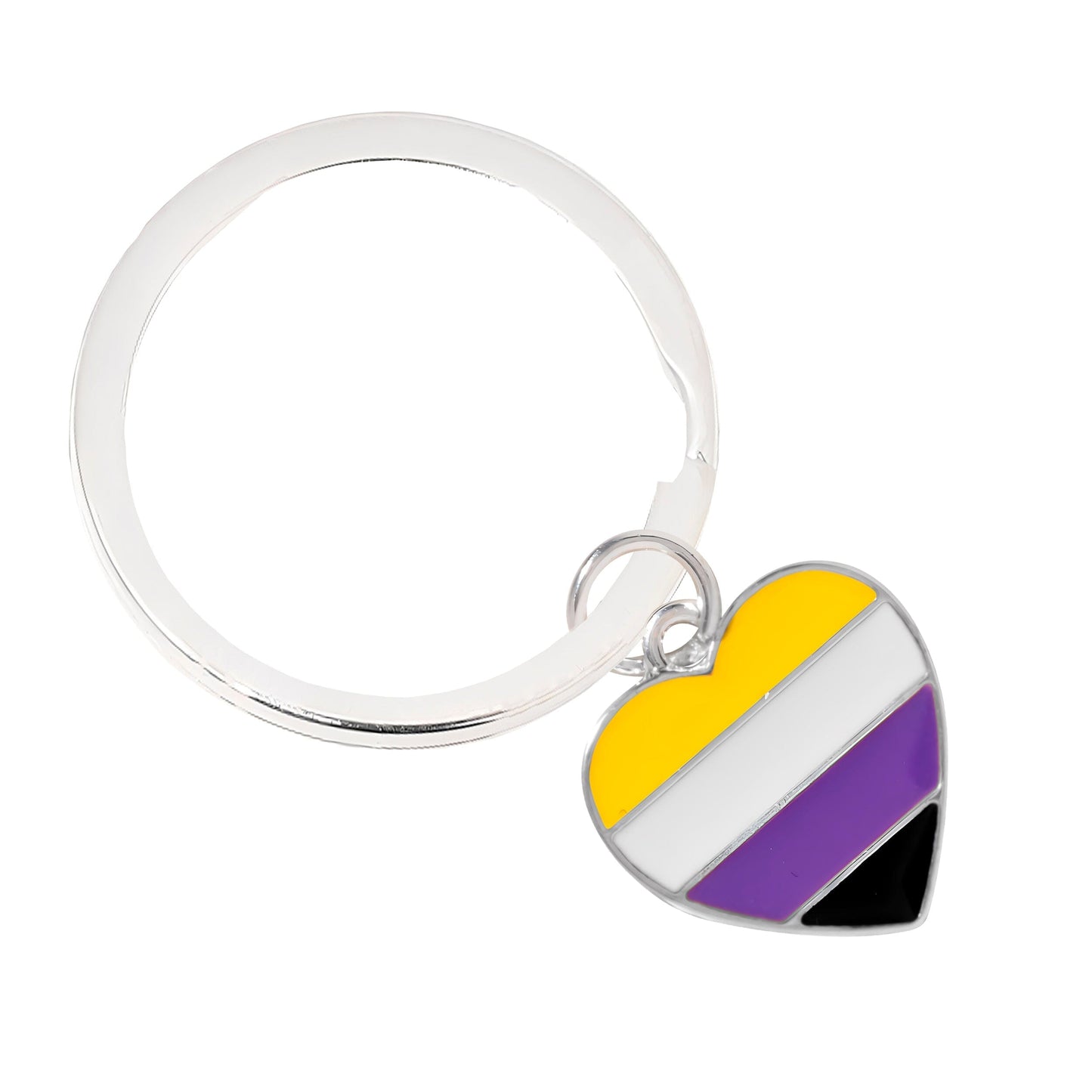 Nonbinary Heart Key Chains in Bulk, Bulk Pride Awareness Jewelry