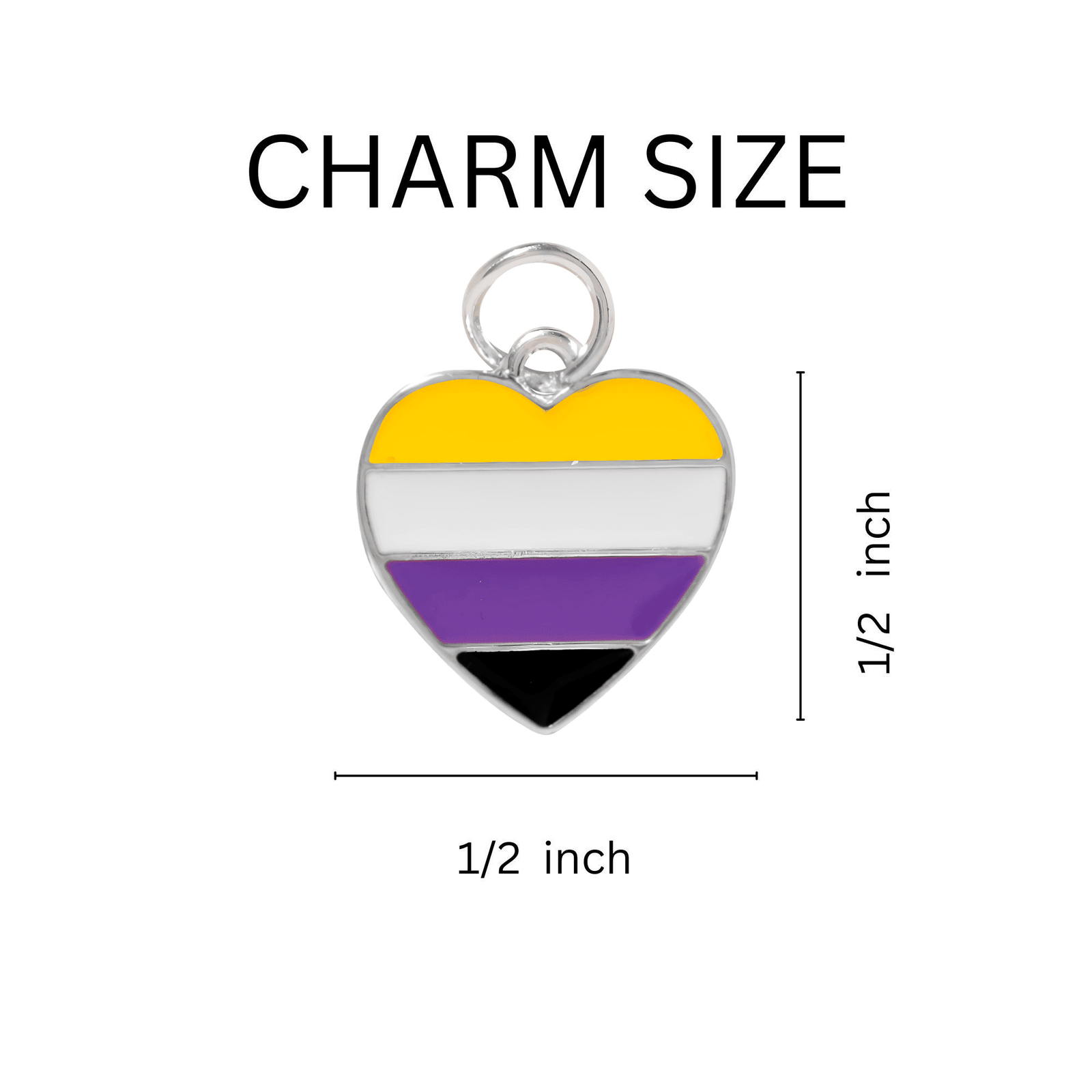 Nonbinary Heart Colored Flag Beaded Charm Bracelets, Bulk Wholesale