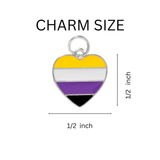 Nonbinary Heart Colored Flag Beaded Charm Bracelets, Bulk Wholesale