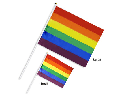 Small Rainbow Striped Flags on a Stick - We Are Pride Wholesale