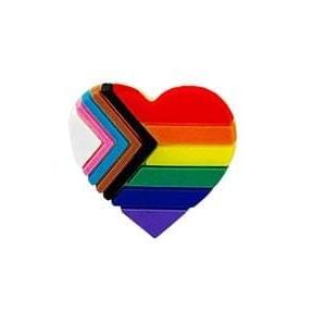 "Progress Pride" Daniel Quasar Heart Silicone Pins, Cheap LGBTQ Pins