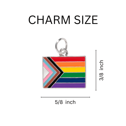 "Progress Pride" Flag by Daniel Quasar Charm Beaded Bracelets in Bulk Wholesale Packs