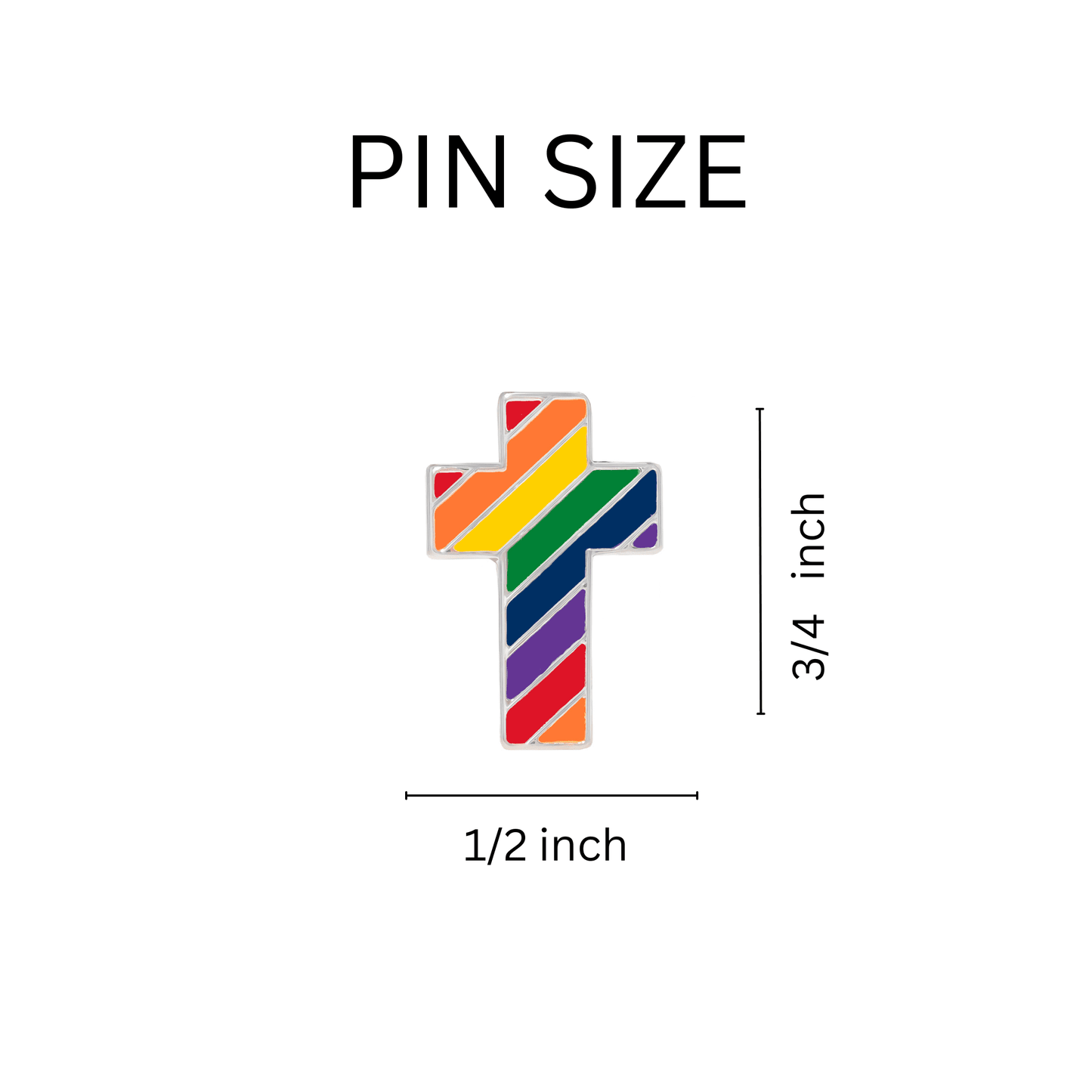 Bulk Rainbow Cross Shaped Pins, LGBTQ Gay Pride Awareness