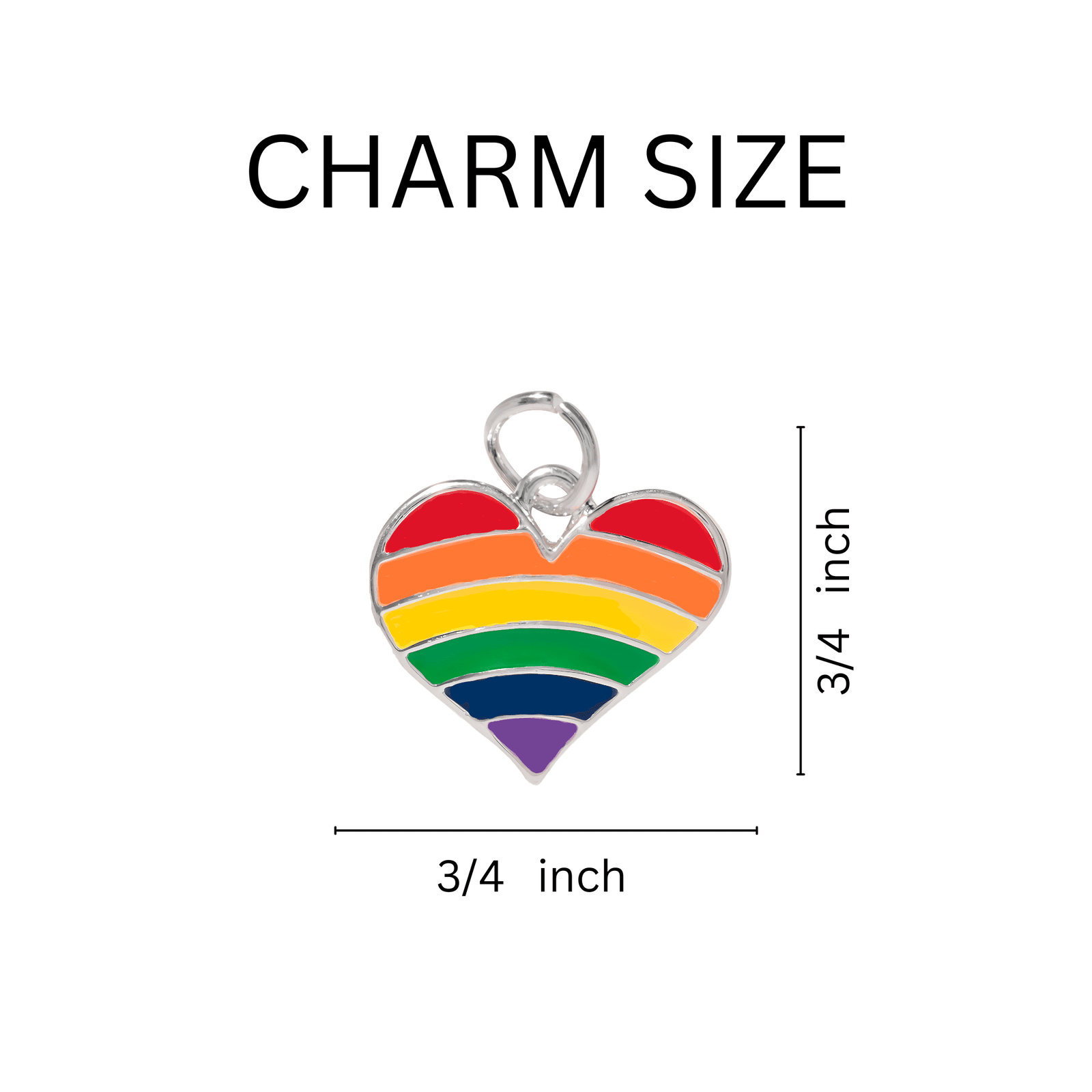 Rainbow Flag Heart Charm, Gay Pride Rainbow Flag Heart Charms