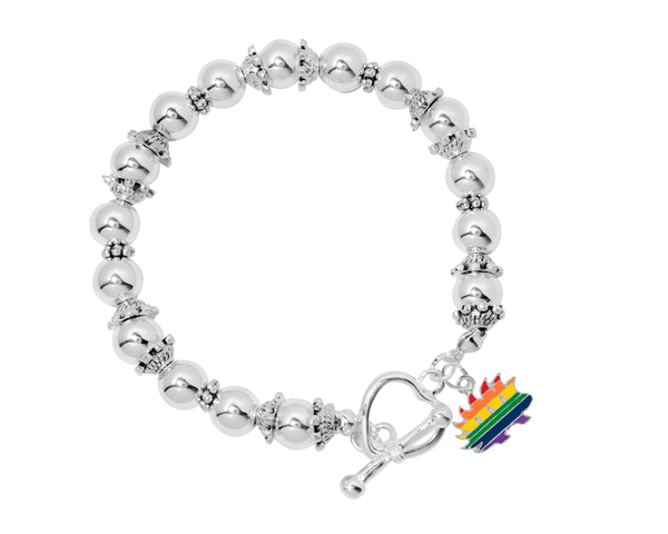 Bulk Rainbow Porcupine Libertarian LGBTQ Charm Beaded Bracelets