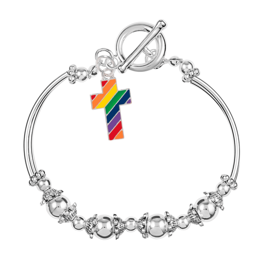 Wholesale Rainbow PRIDE Flag Cross Charm Bracelets, LGBTQ Events