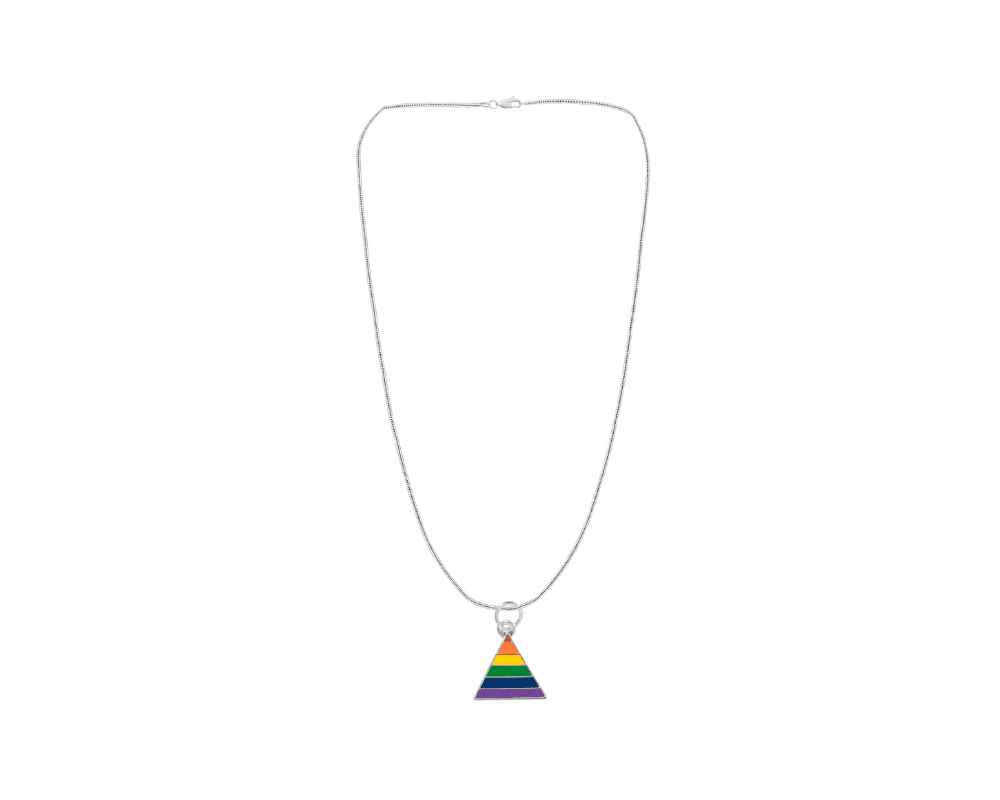 Bulk Rainbow Shaped Triangle Charm Necklaces, LGBTQ Gay Pride Awareness