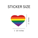Rainbow Striped Heart Shaped Stickers (250 per Roll)