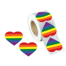 Rainbow Striped Heart Shaped Stickers (250 per Roll)