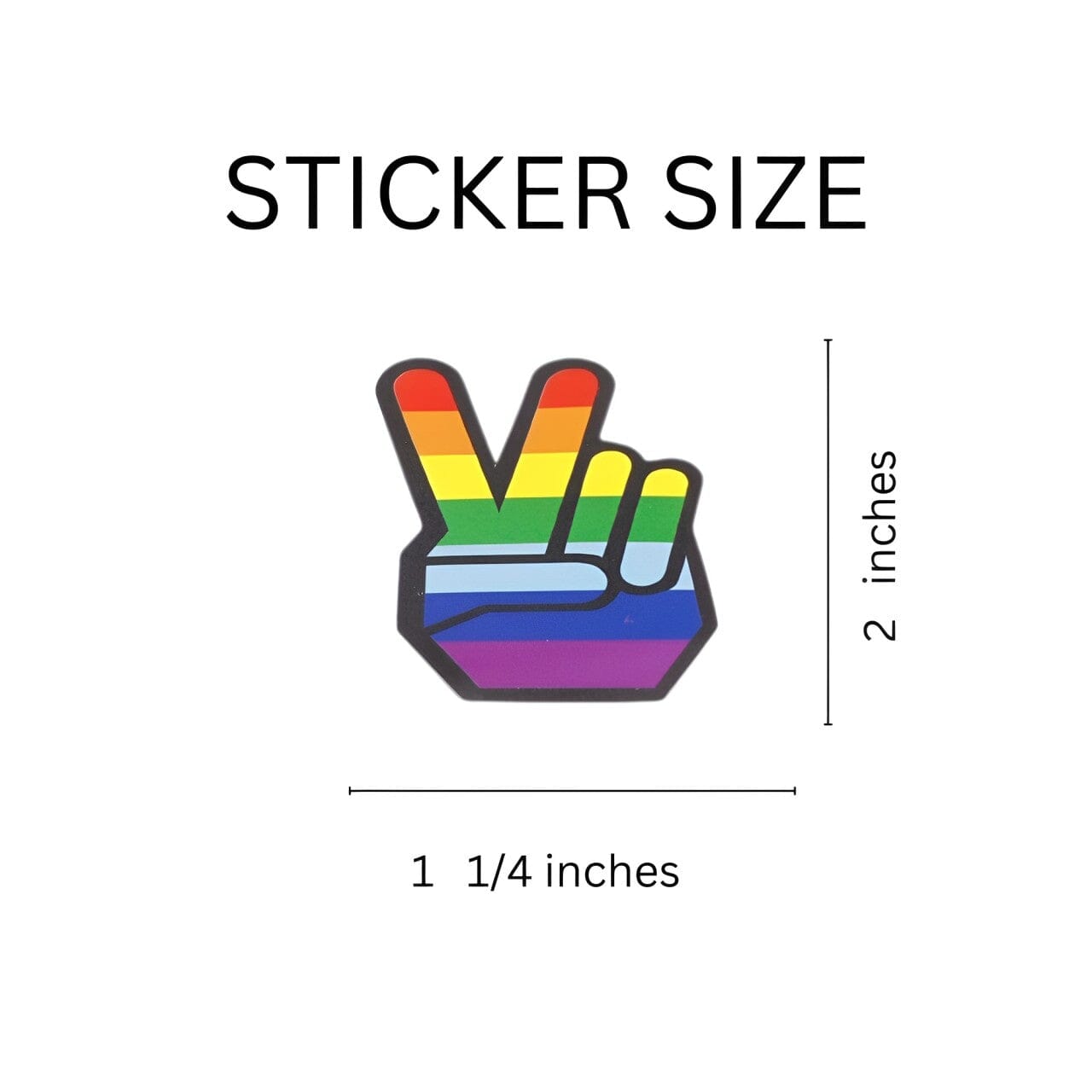 Rainbow Striped Peace Sign Hand Stickers (250 per Roll)