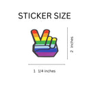 Rainbow Striped Peace Sign Hand Stickers, LGBTQ Gay Pride Awareness