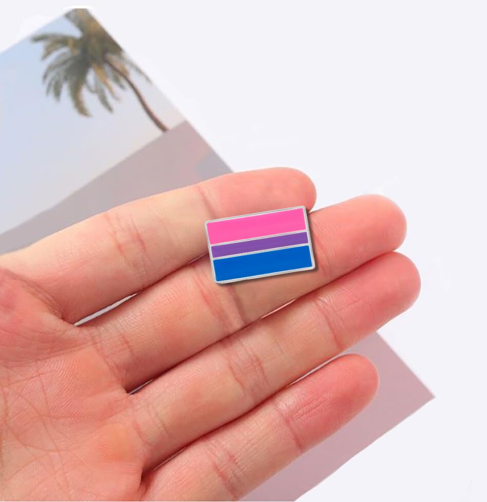 Rectangle Bisexual Flag Pins, LGBTQ Gay Pride Awareness Pins in Bulk