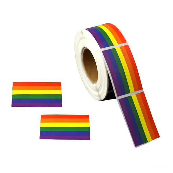 Rectangle Rainbow Flag Stickers (250 per Roll)