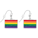 Rectangle Bulk Rainbow Pride Hanging Earrings, LGBTQ Gay Pride Awareness