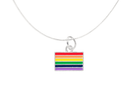 Bulk Rainbow Pride Rectangle LGBTQ Necklaces, Gay Pride Awareness Pendants