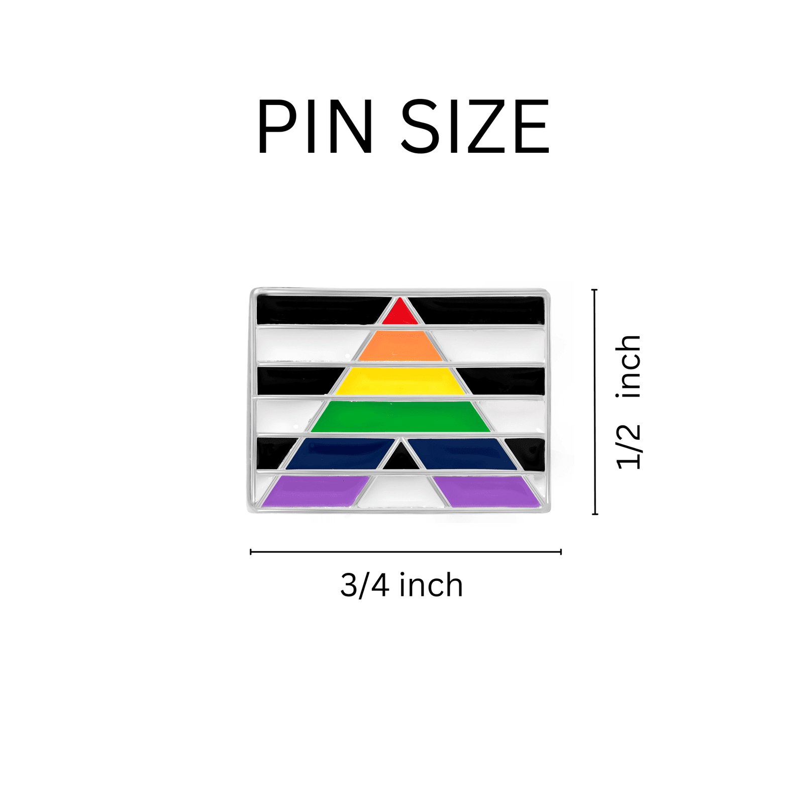 Rectangle Straight Ally LGBTQ Pride Flag Pins in Bulk